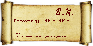 Borovszky Mátyás névjegykártya