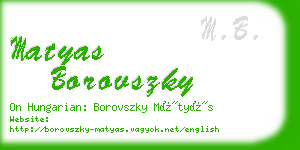 matyas borovszky business card